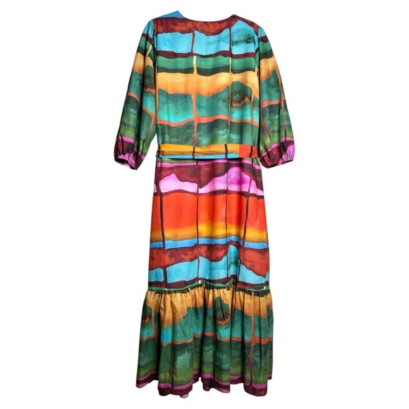 WILLA STORY Vinnie Maxi Dress Multi-Color Striped Print V-Neck  Size: Large - Picture 10 of 14